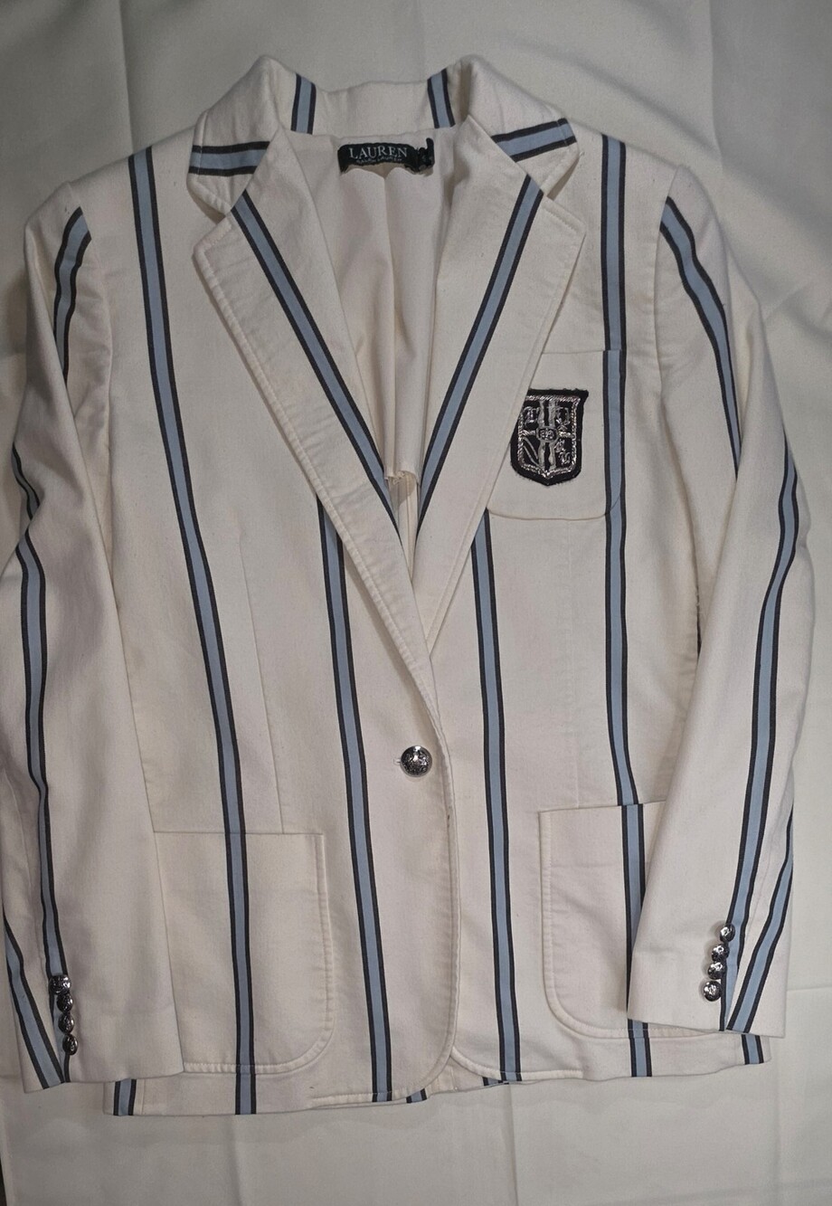 Polo Ralph Lauren Striped Blazer With Crest Patch And Silver Buttons size 6 Sku - Picture 1 of 6